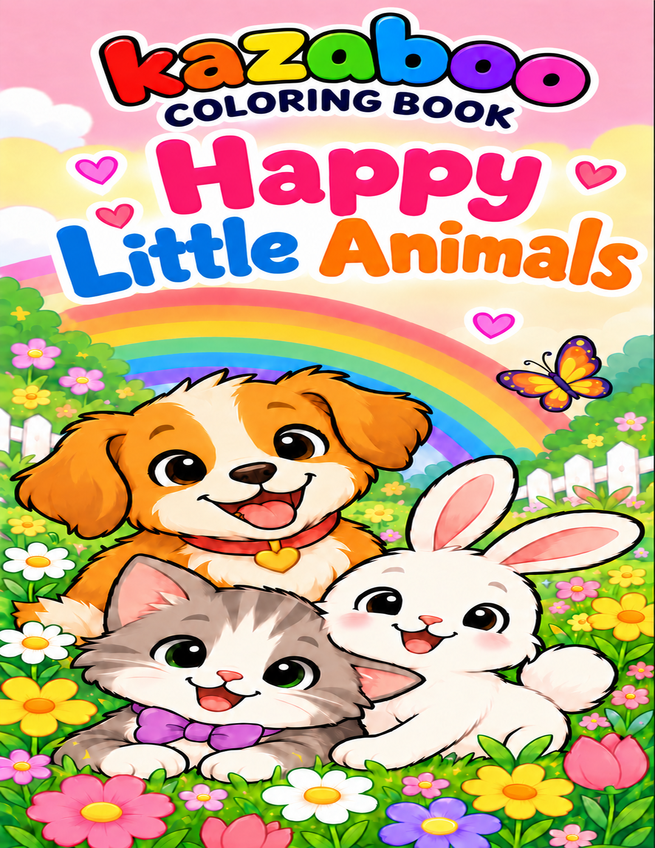 Kazaboo Happy Little Animals illustrated coloring book cover