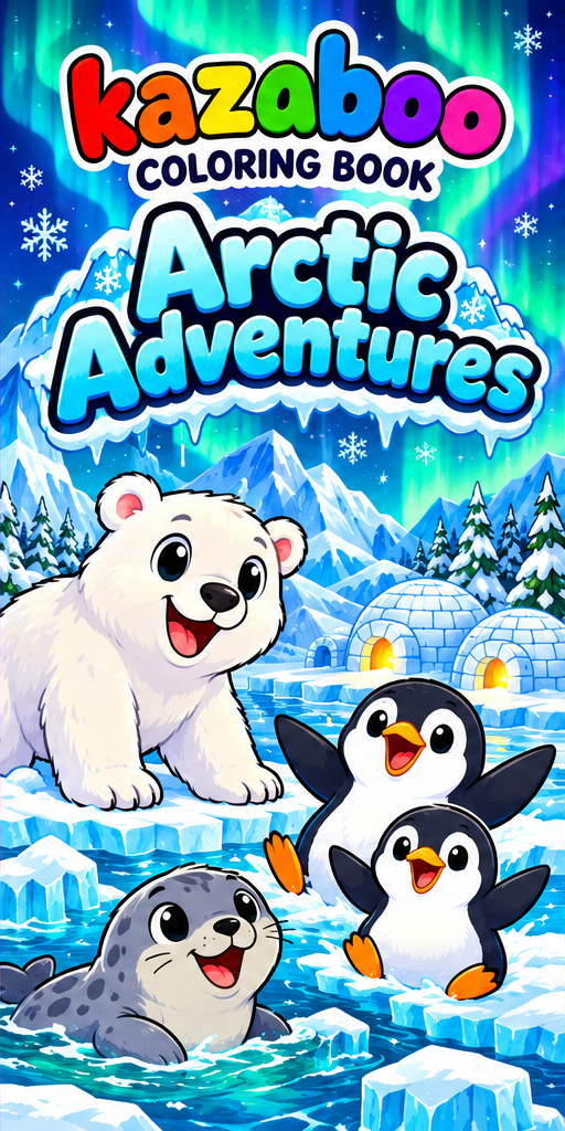 Kazaboo Arctic Adventures illustrated coloring book cover
