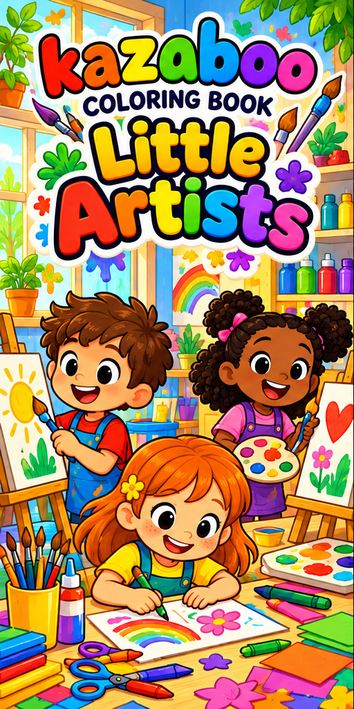 Kazaboo Little Artists illustrated coloring book cover