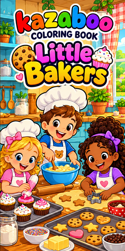 Kazaboo Little Bakers illustrated coloring book cover