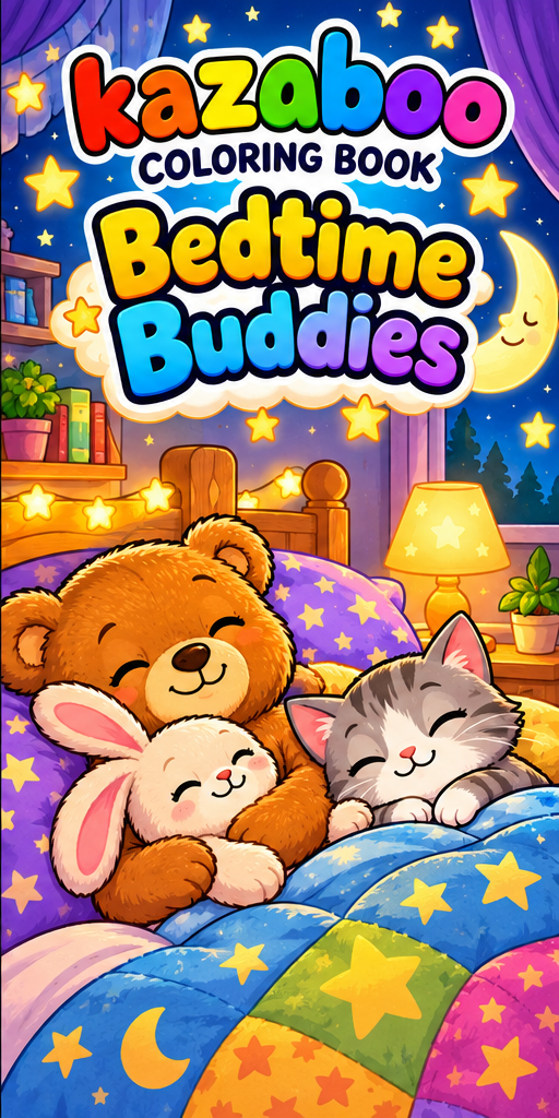 Kazaboo Bedtime Buddies illustrated coloring book cover