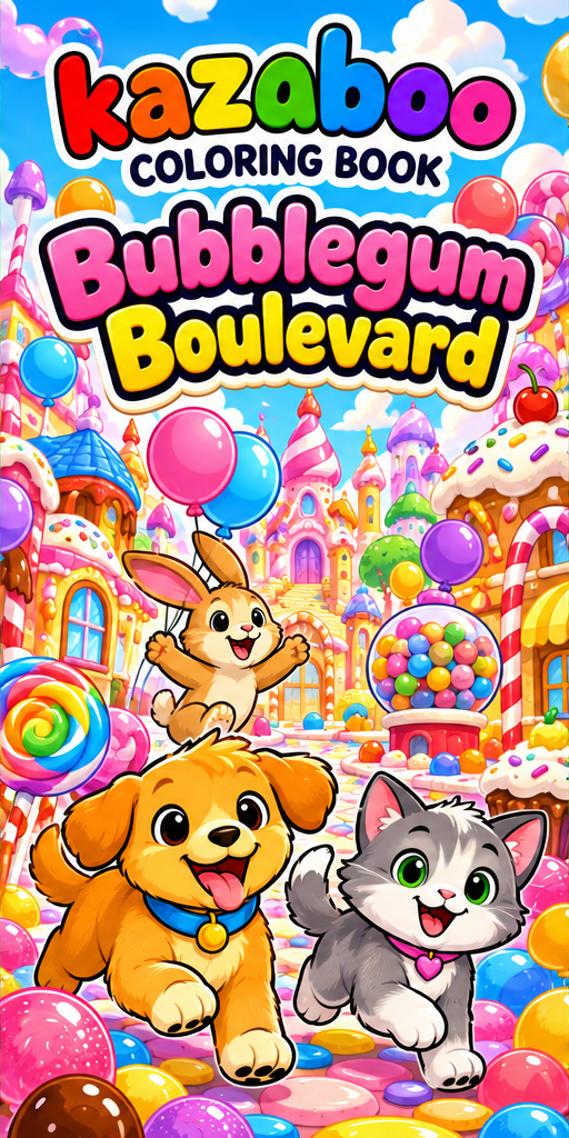 Kazaboo Bubblegum Boulevard illustrated coloring book cover