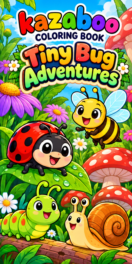 Kazaboo Tiny Bug Adventures illustrated coloring book cover