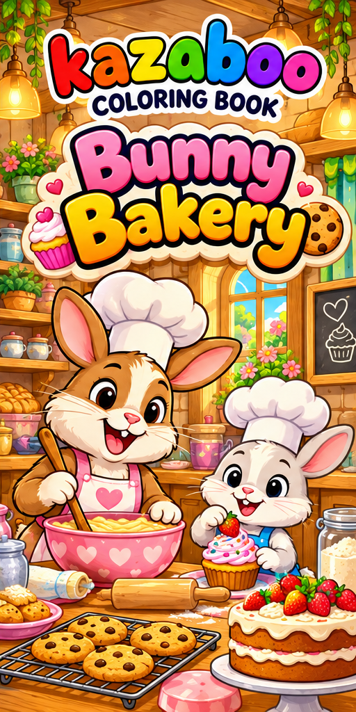 Kazaboo Bunny Bakery illustrated coloring book cover