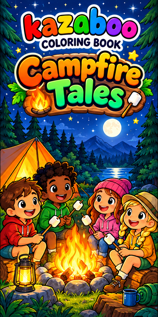Kazaboo Campfire Tales illustrated coloring book cover
