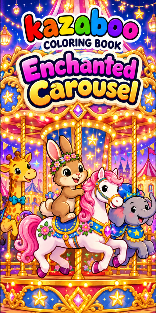 Kazaboo Enchanted Carousel illustrated coloring book cover