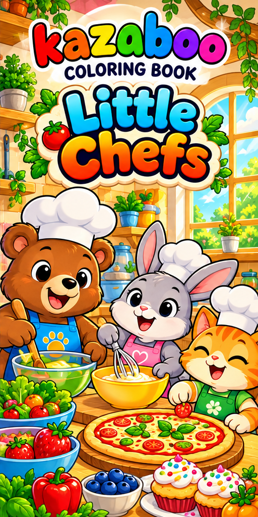 Kazaboo Little Chefs illustrated coloring book cover