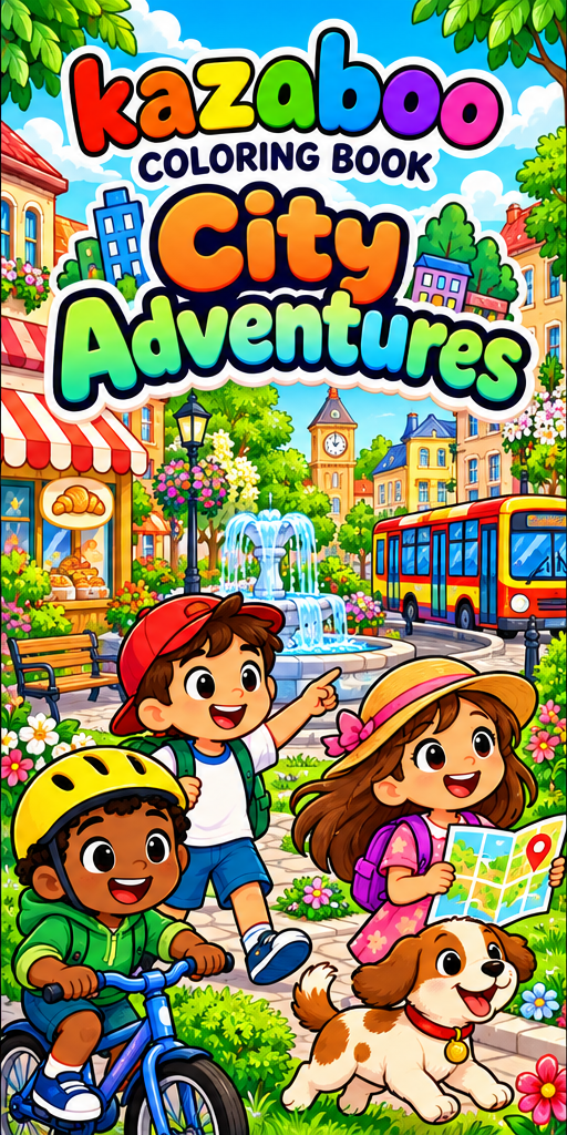 Kazaboo City Adventures illustrated coloring book cover