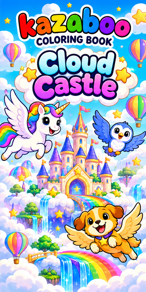 Kazaboo Cloud Castle illustrated coloring book cover