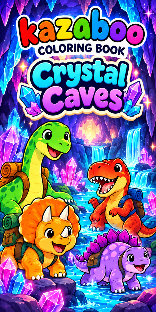 Kazaboo Crystal Caves illustrated coloring book cover