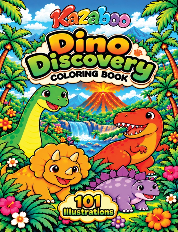 Kazaboo Dino Discovery illustrated coloring book cover
