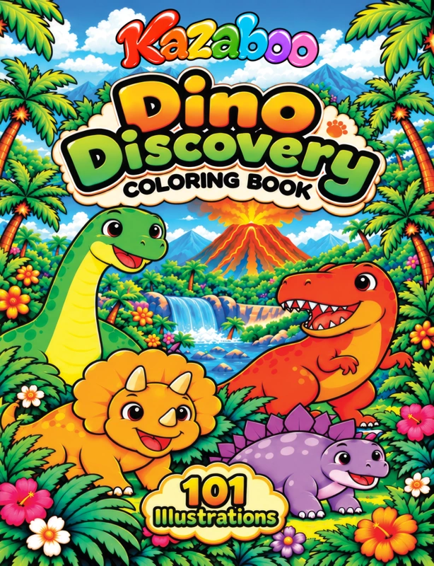 Kazaboo Dino Discovery illustrated coloring book cover