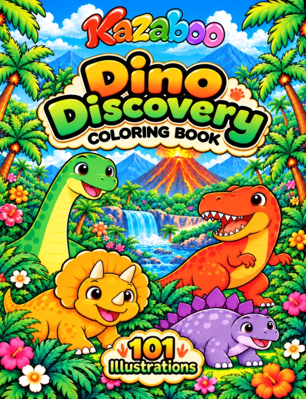 Kazaboo Dino Discovery illustrated coloring book cover