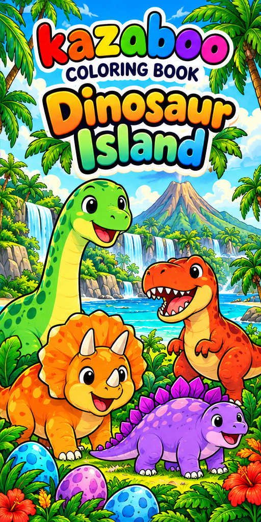 Kazaboo Dinosaur Island illustrated coloring book cover