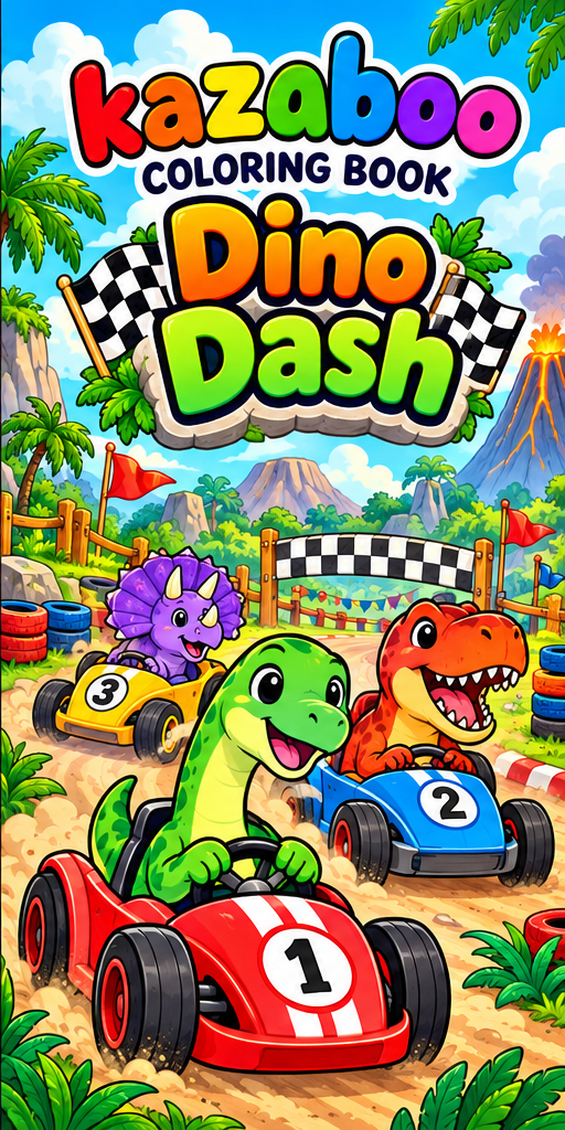 Kazaboo Dino Dash illustrated coloring book cover