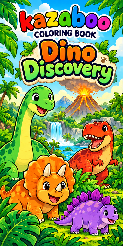Kazaboo Dino Discovery illustrated coloring book cover