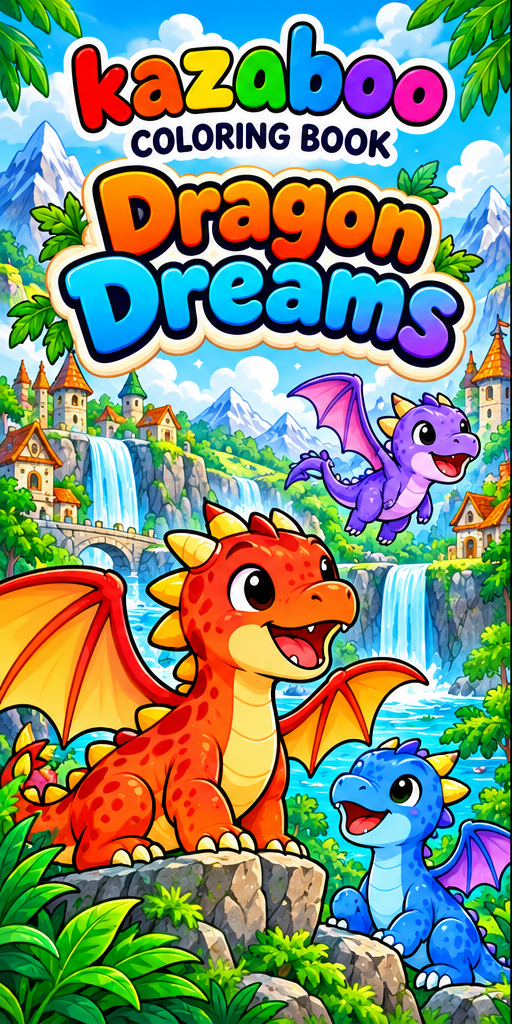 Kazaboo Dragon Dreams illustrated coloring book cover