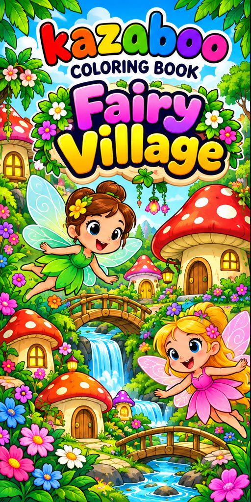 Kazaboo Fairy Village illustrated coloring book cover