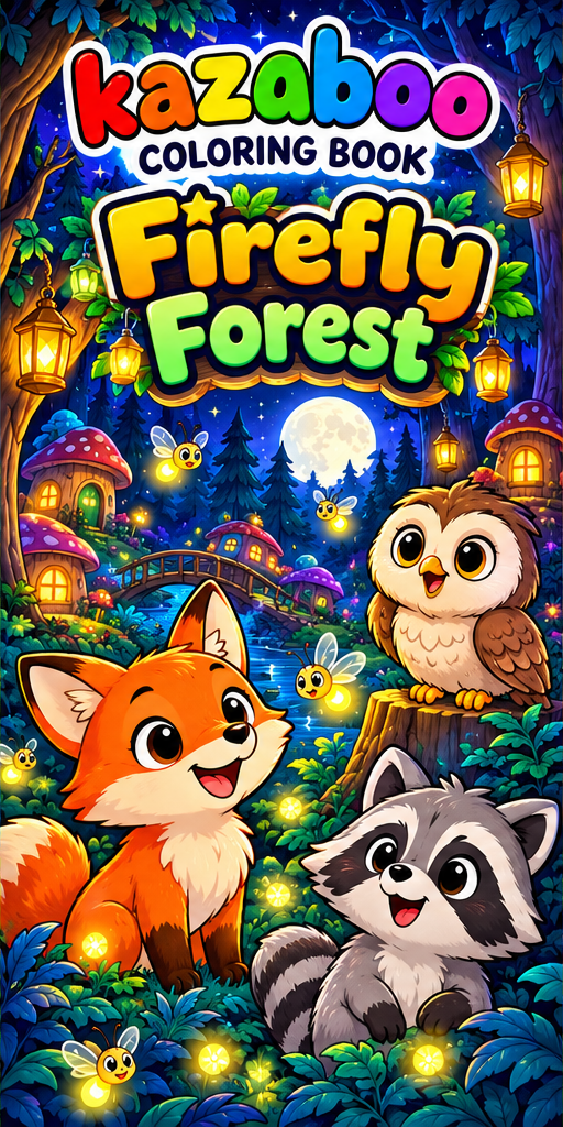 Kazaboo Firefly Forest illustrated coloring book cover