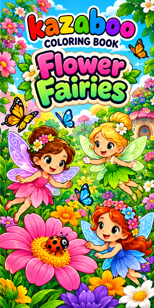Kazaboo Flower Fairies illustrated coloring book cover