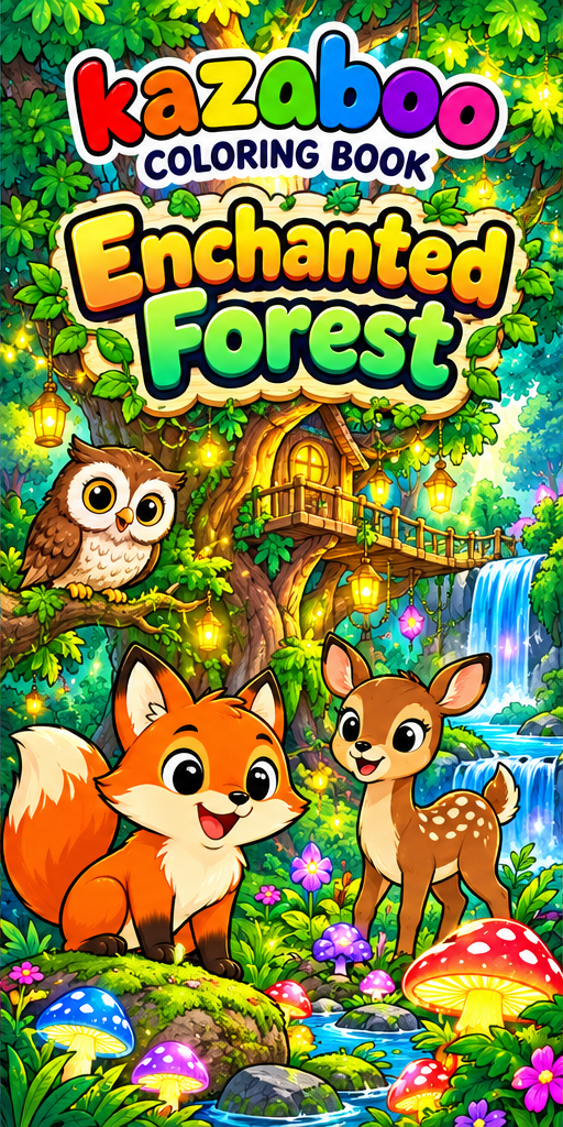 Kazaboo Enchanted Forest illustrated coloring book cover