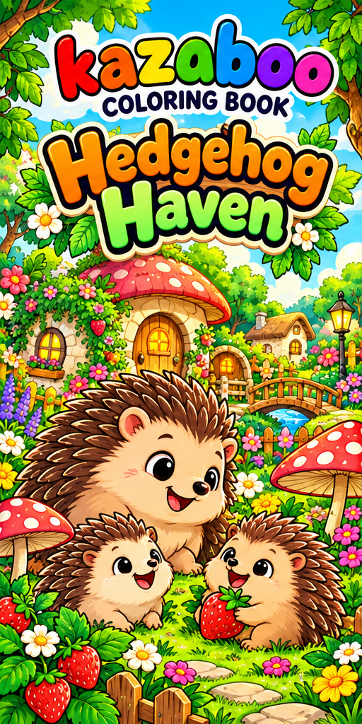 Kazaboo Hedgehog Haven illustrated coloring book cover