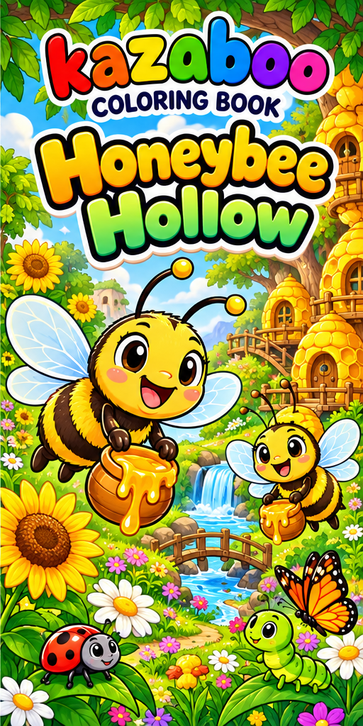 Kazaboo Honeybee Hollow illustrated coloring book cover