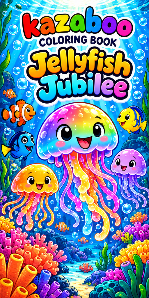 Kazaboo Jellyfish Jubilee illustrated coloring book cover