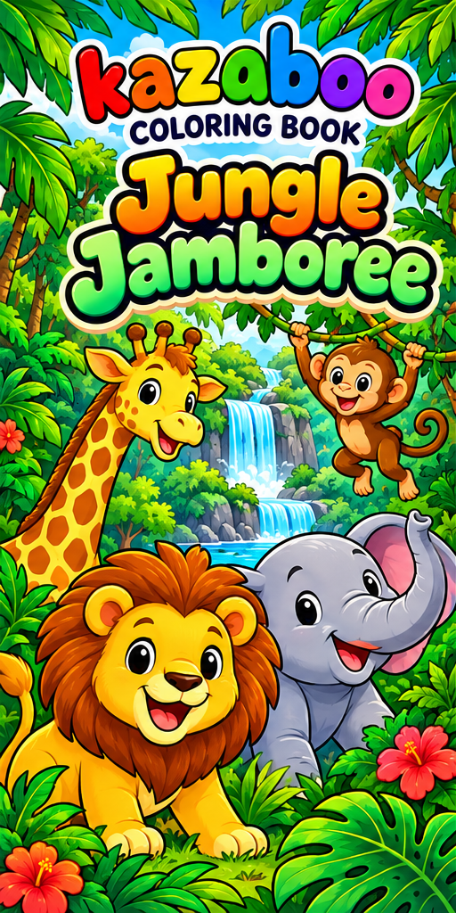 Kazaboo Jungle Jamboree illustrated coloring book cover