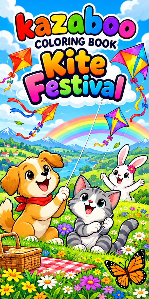 Kazaboo Kite Festival illustrated coloring book cover
