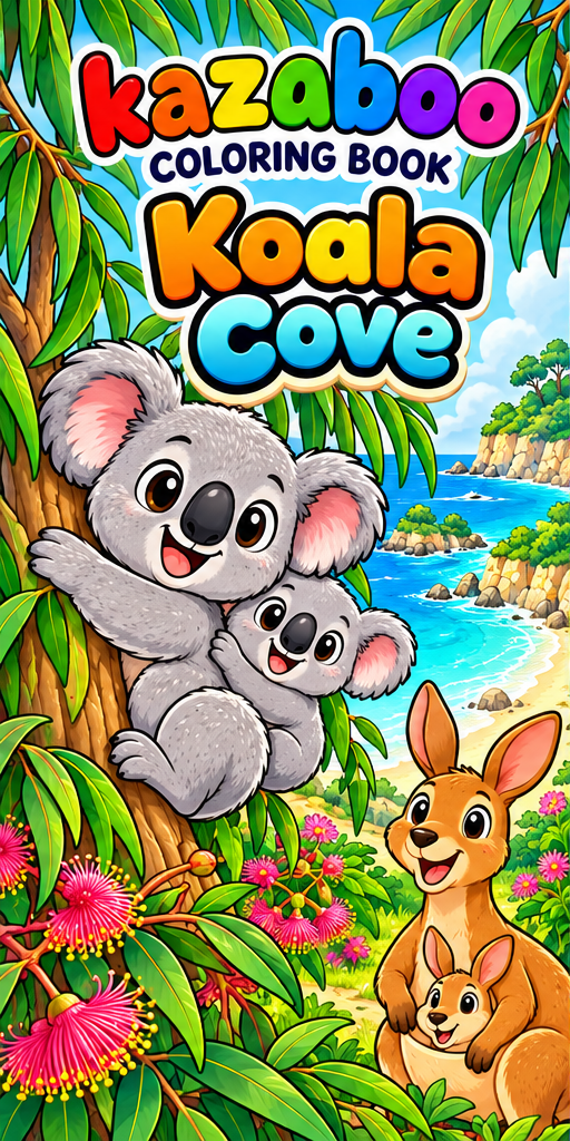 Kazaboo Koala Cove illustrated coloring book cover
