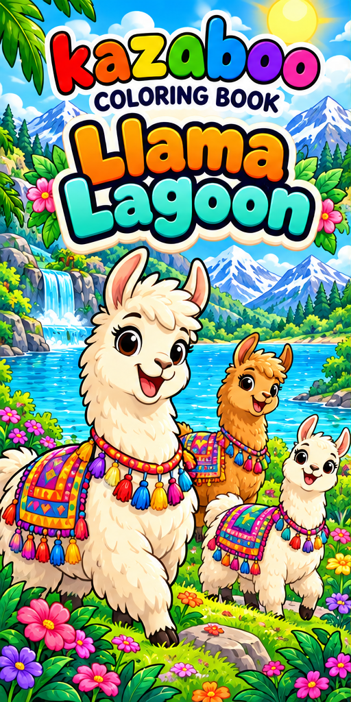 Kazaboo Llama Lagoon illustrated coloring book cover