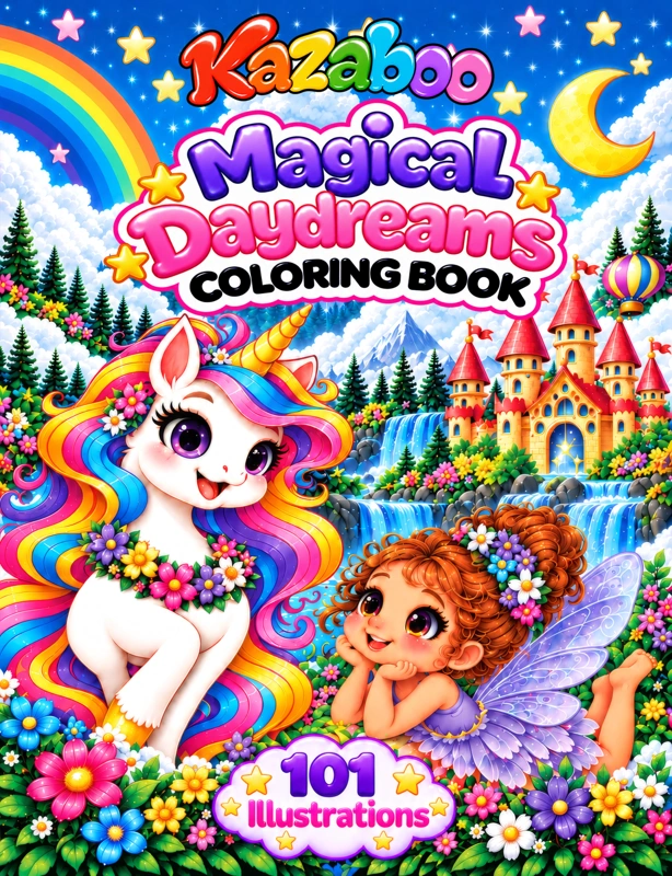 Kazaboo Magical Daydreams illustrated coloring book cover