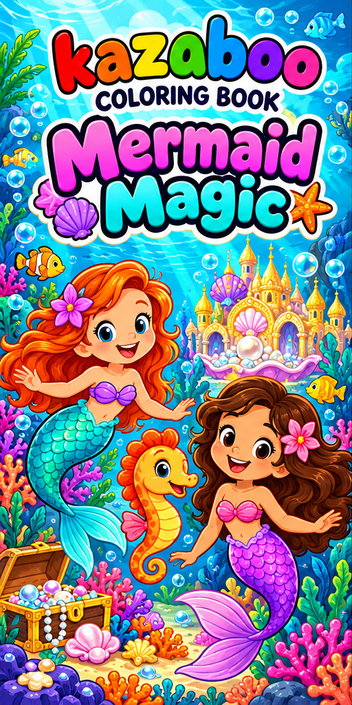 Kazaboo Mermaid Magic illustrated coloring book cover