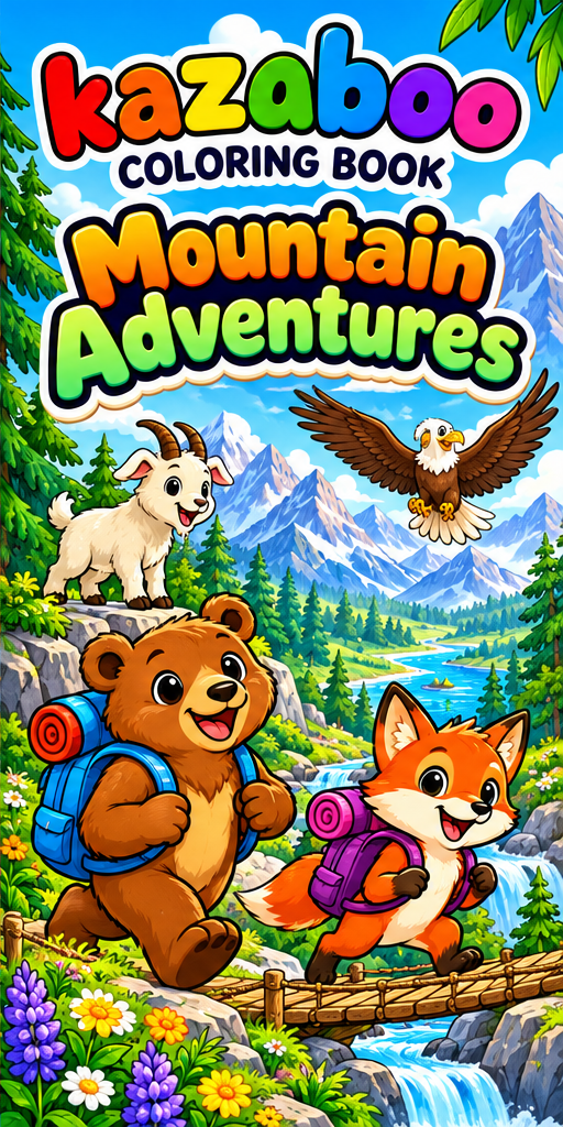 Kazaboo Mountain Adventures illustrated coloring book cover