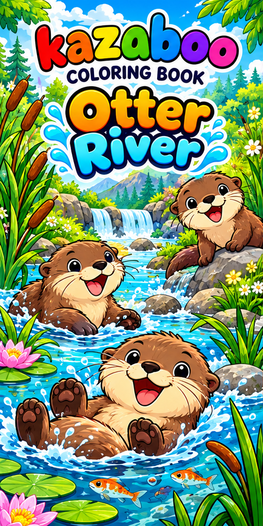 Kazaboo Otter River illustrated coloring book cover