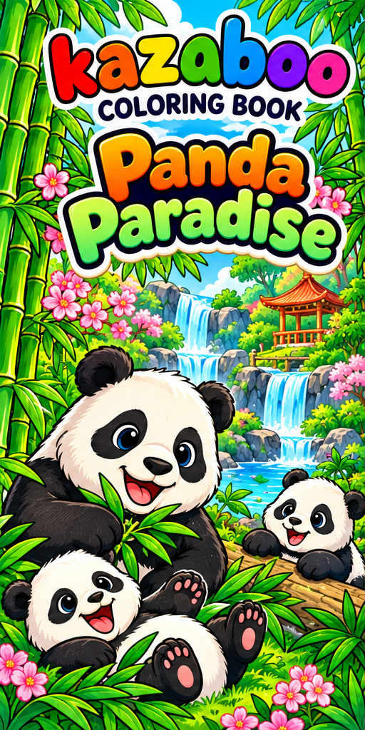 Kazaboo Panda Paradise illustrated coloring book cover