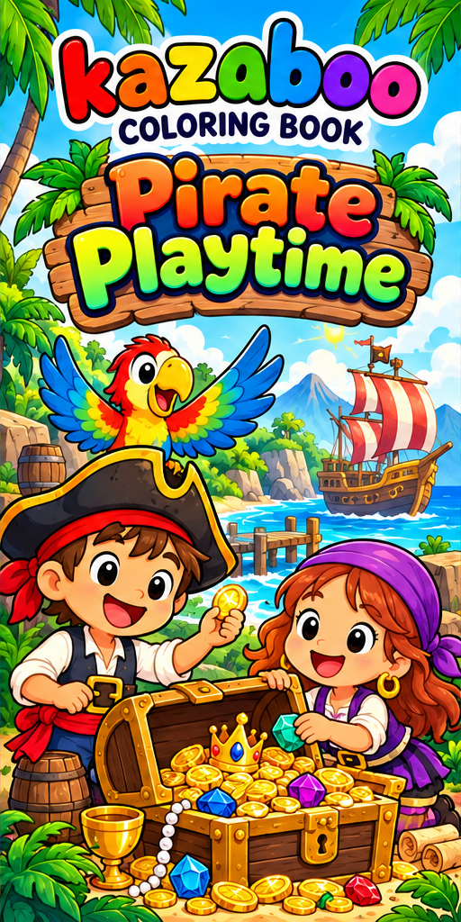 Kazaboo Pirate Playtime illustrated coloring book cover