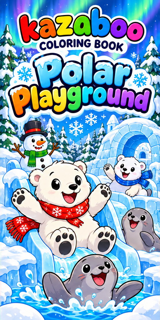 Kazaboo Polar Playground illustrated coloring book cover