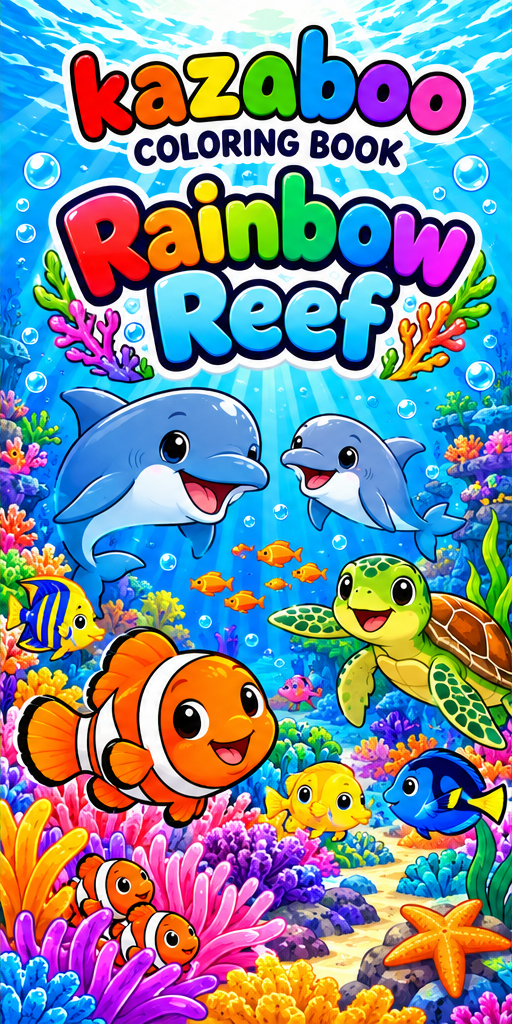 Kazaboo Rainbow Reef illustrated coloring book cover