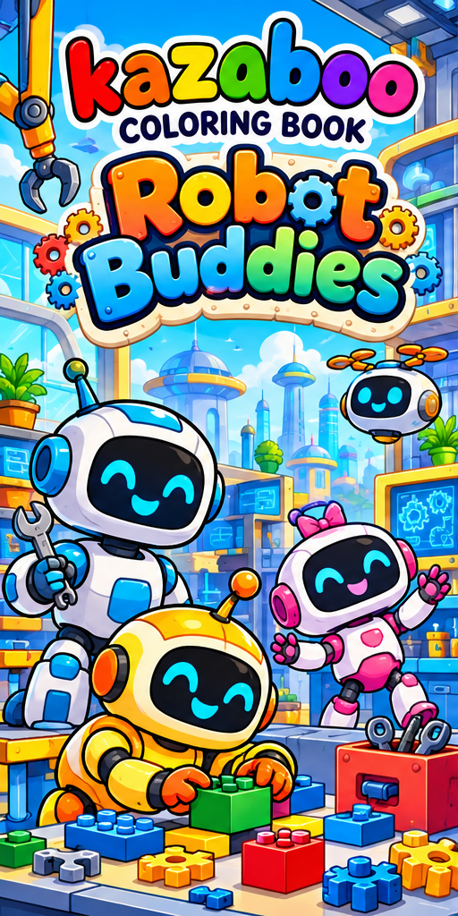 Kazaboo Robot Buddies illustrated coloring book cover