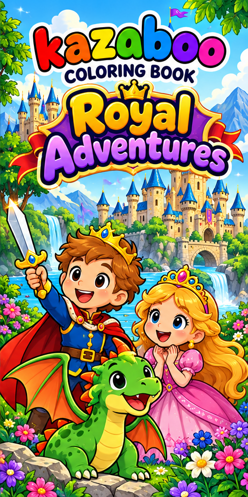 Kazaboo Royal Adventures illustrated coloring book cover