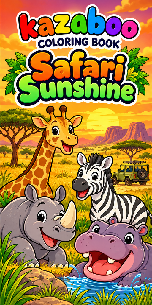 Kazaboo Safari Sunshine illustrated coloring book cover