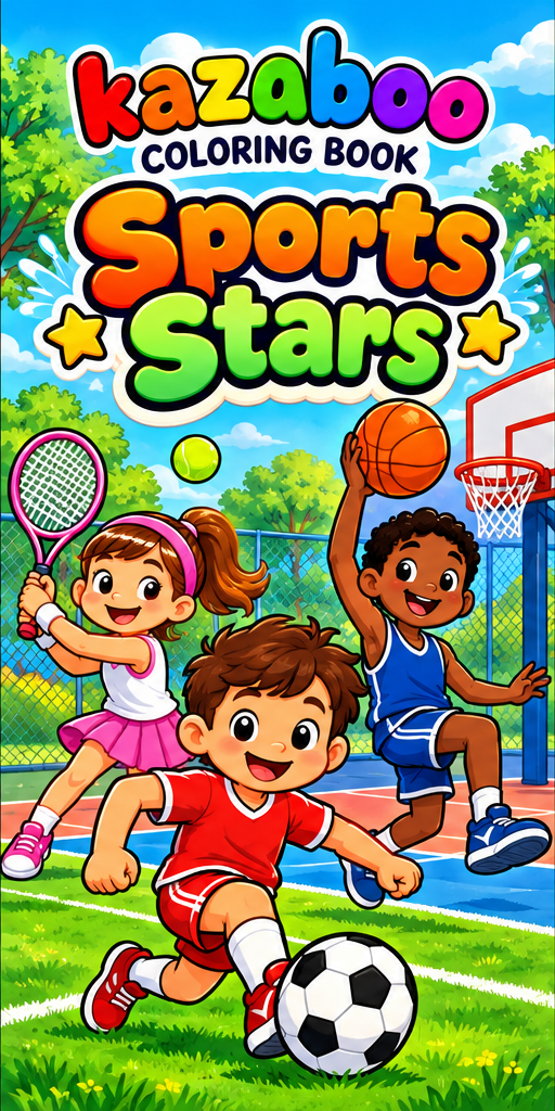 Kazaboo Sports Stars illustrated coloring book cover