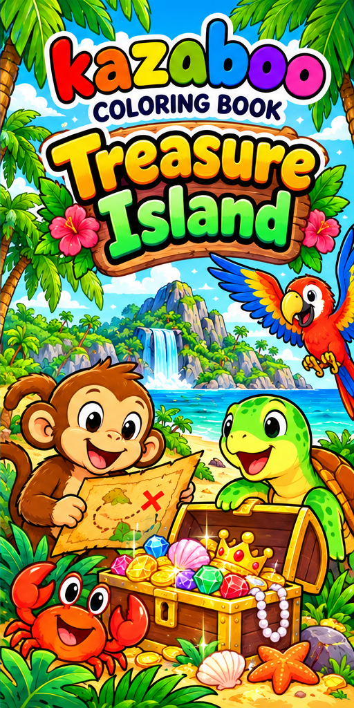 Kazaboo Treasure Island illustrated coloring book cover