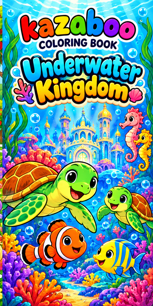 Kazaboo Underwater Kingdom illustrated coloring book cover